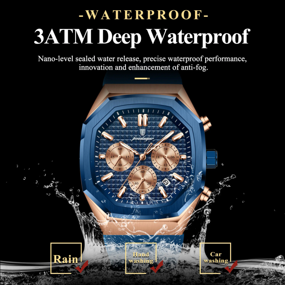 POEDAGAR 893 Luxury Square Chronograph Men's Quartz Watch - Image 4