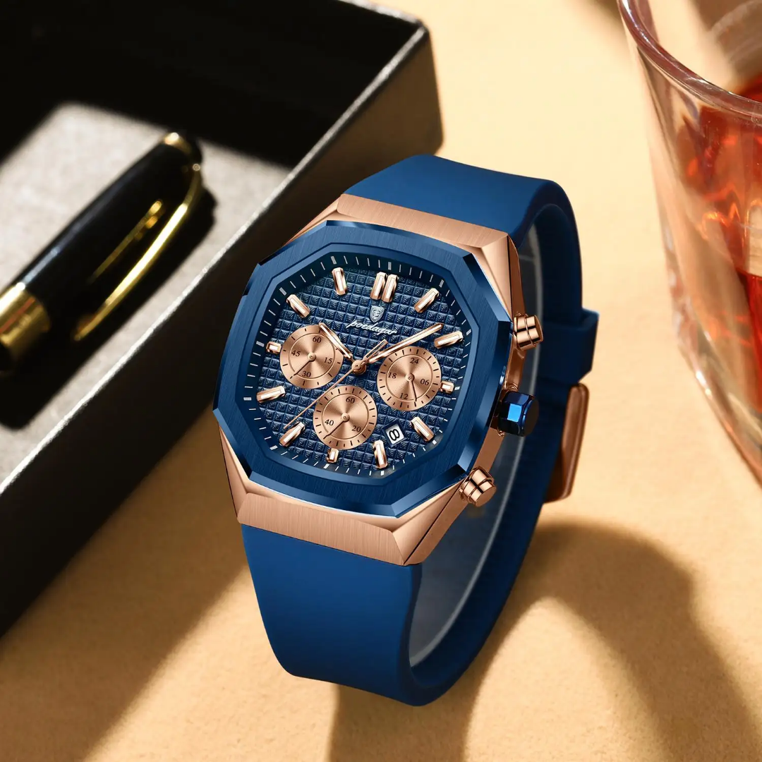 POEDAGAR 893 Luxury Square Chronograph Men's Quartz Watch - Image 6