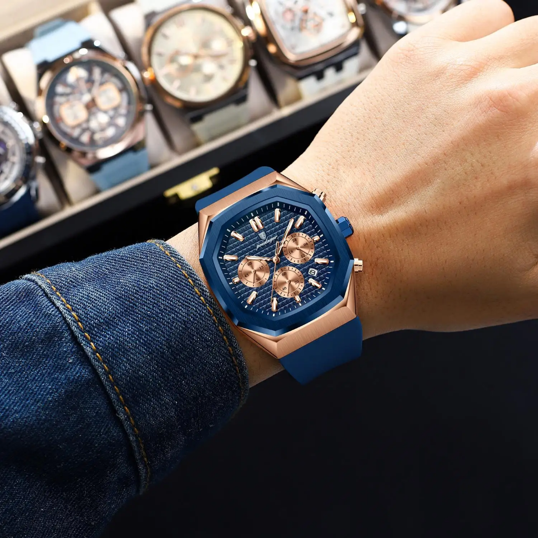 POEDAGAR 893 Luxury Square Chronograph Men's Quartz Watch - Image 3